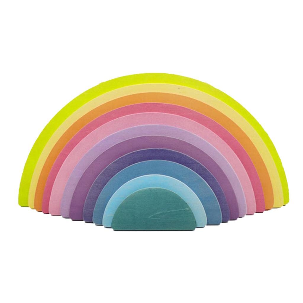 CALANDIS?Wooden Rainbow Building Stacking Blocks Nesting Puzzle Toddler Montessori | Preschool Toys & Pretend Play