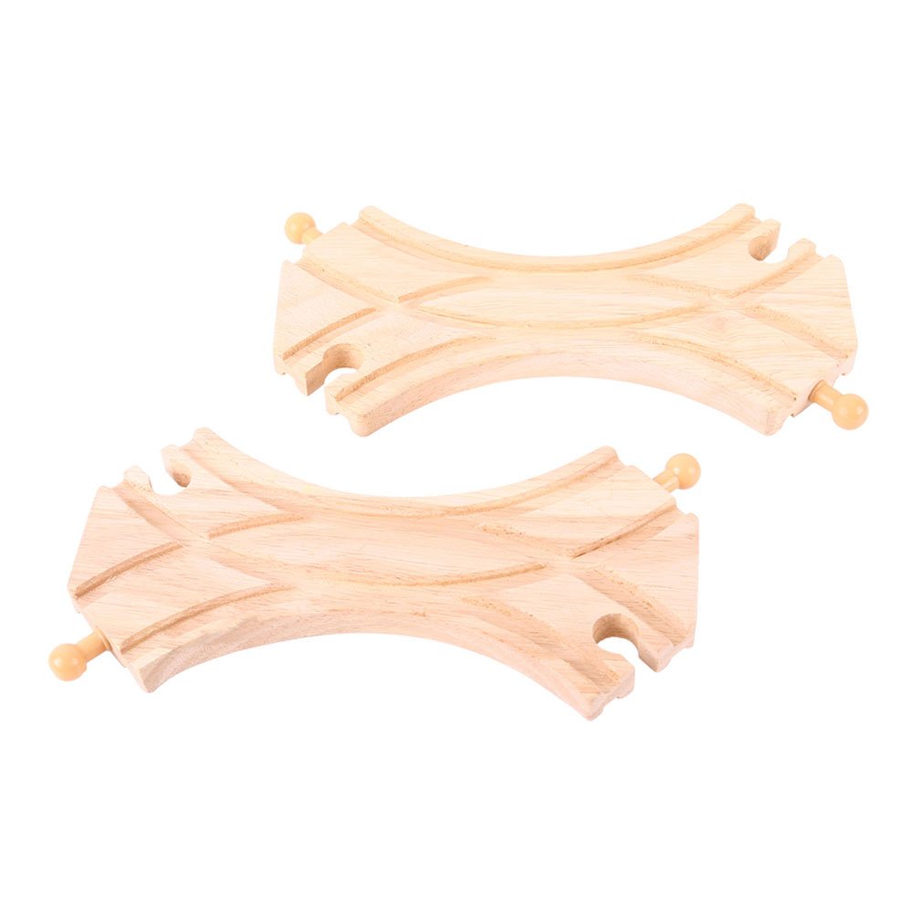 Bigjigs Rail Wooden Track Double Curved Turnouts (2 Pk) - Compatible With Bigjigs Train Sets And Most Wooden Train Set Brands, Quality Bigjigs Train Accessories