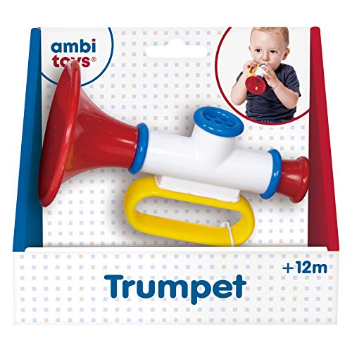 Ambi Toys Trumpet - Multi-Colored Musical Baby Toy for Ages 12 Months+, Medium Size, Engaging and Fun Developmental Play