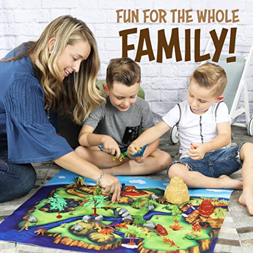Toyvelt Dinosaur Play Set Dinosaur Toys Includes Dinosaur Figures, Trees, Rocks, Playmat, And A Beautiful Container Create A Din
