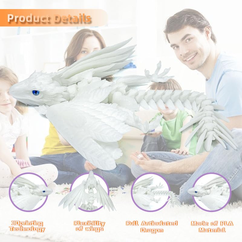 Sgyysg Feathered Wyvern Dragon - 3D Printed Articulated Dragon With Wings, Fidget Toy, Desktop Pet - Indulge In The Enchanting R