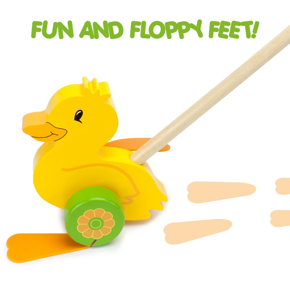 Wooden Wonders Push-N-Pull Waddling Duckling With Rubber Feet By Imagination Generation