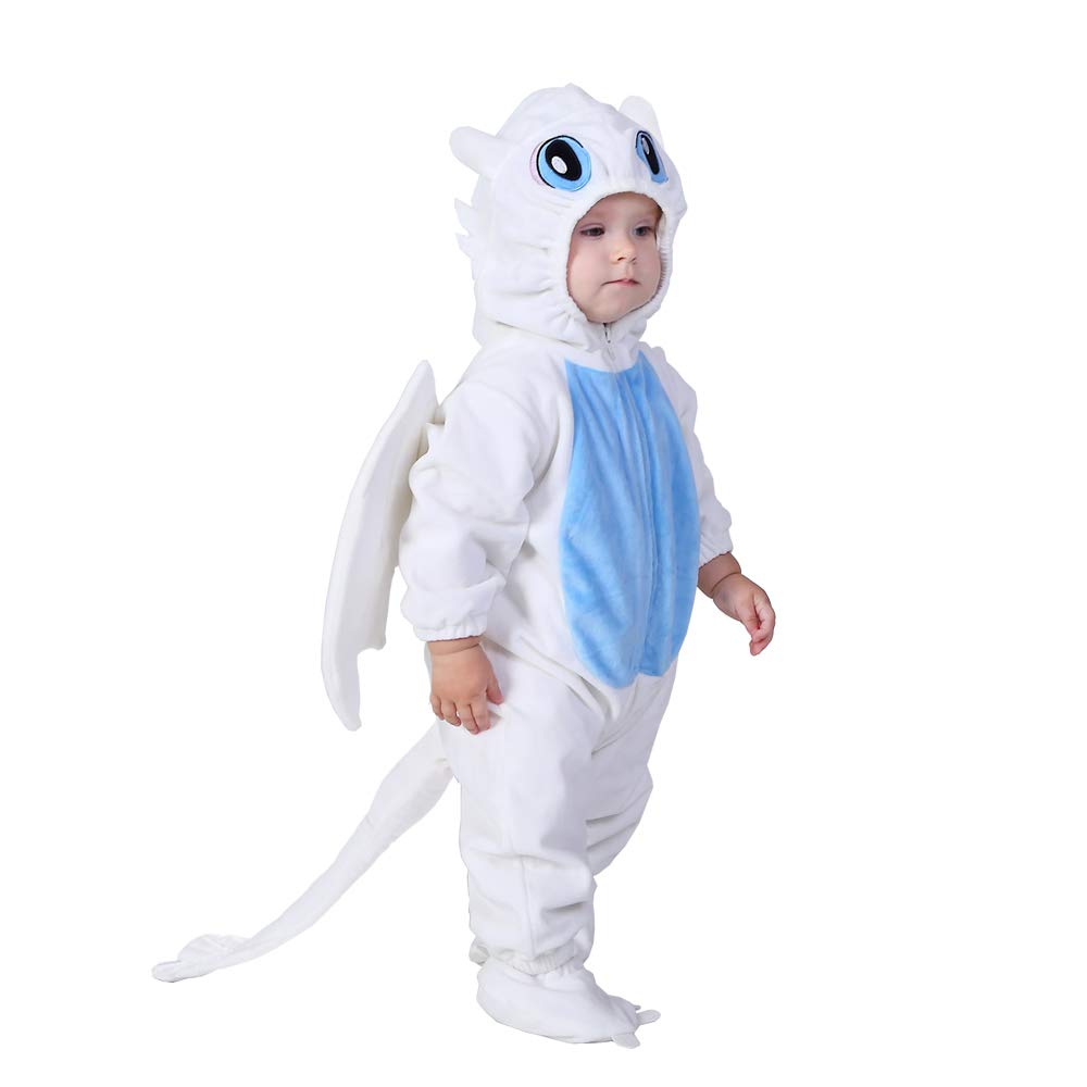 Hsctek Toddler Dragon Costume, Baby How To Train Your A Dragon Cosplay Newborn Boys Girls, Infant Halloween Onesie Costume 4T, White