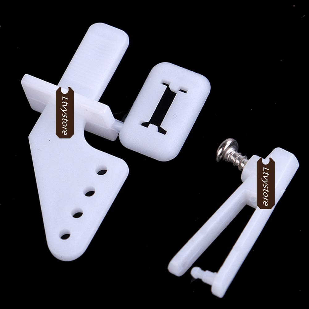 Ltvystore 20Pcs 304 Stainless Steel 1.2 x 450mm Z Push Rods Parts &20Pcs Nylon Control Horns 21x10 mm Compatible for RC Airplane