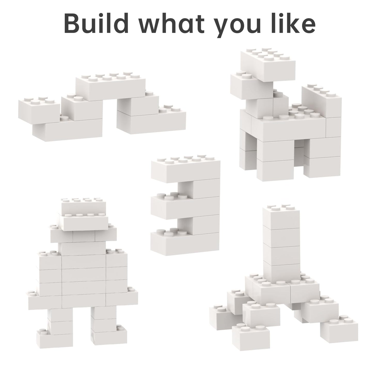 Classic Bulk Brick Block 2X4, 200 Piece Building Brick White, Compatible With Lego Parts And Pieces 3001, Creative Play Set - Co