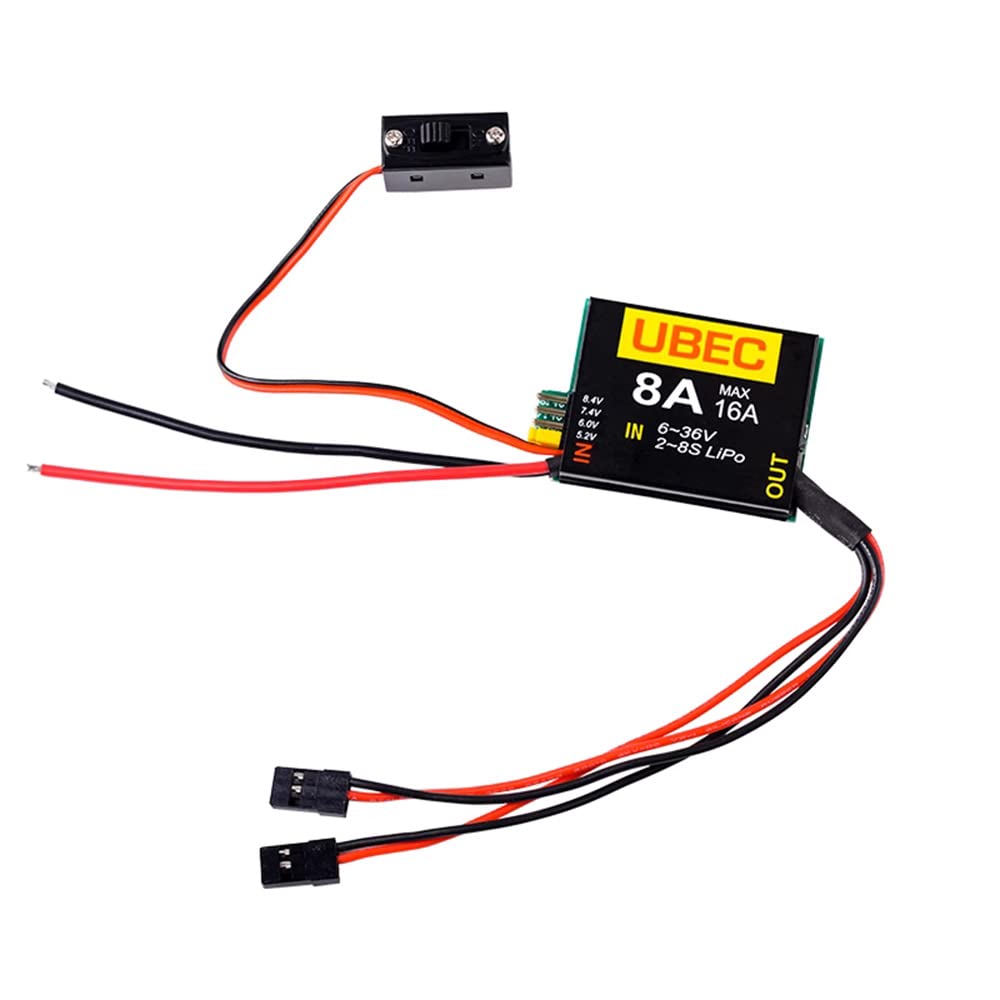 SoloGood 2S-8S Lipo 6-36V UBEC-8A BEC 5.2V/6.0V/7.4V/8.4V Servo Independent Power Supply Suitable for RC Sutomotive Fixed Wing A