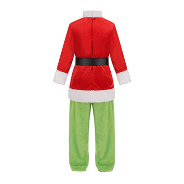 Yolsun Christmas Green Monster Costume For Kids Halloween Furry Elf Cosplay Outfit Dress Up
