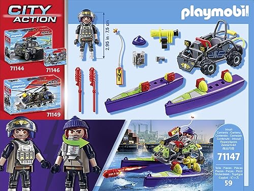 Playmobil Tactical Police All Terrain Quad - Multicolor - Model 71147 - Durable Plastic - Einheitsgröße