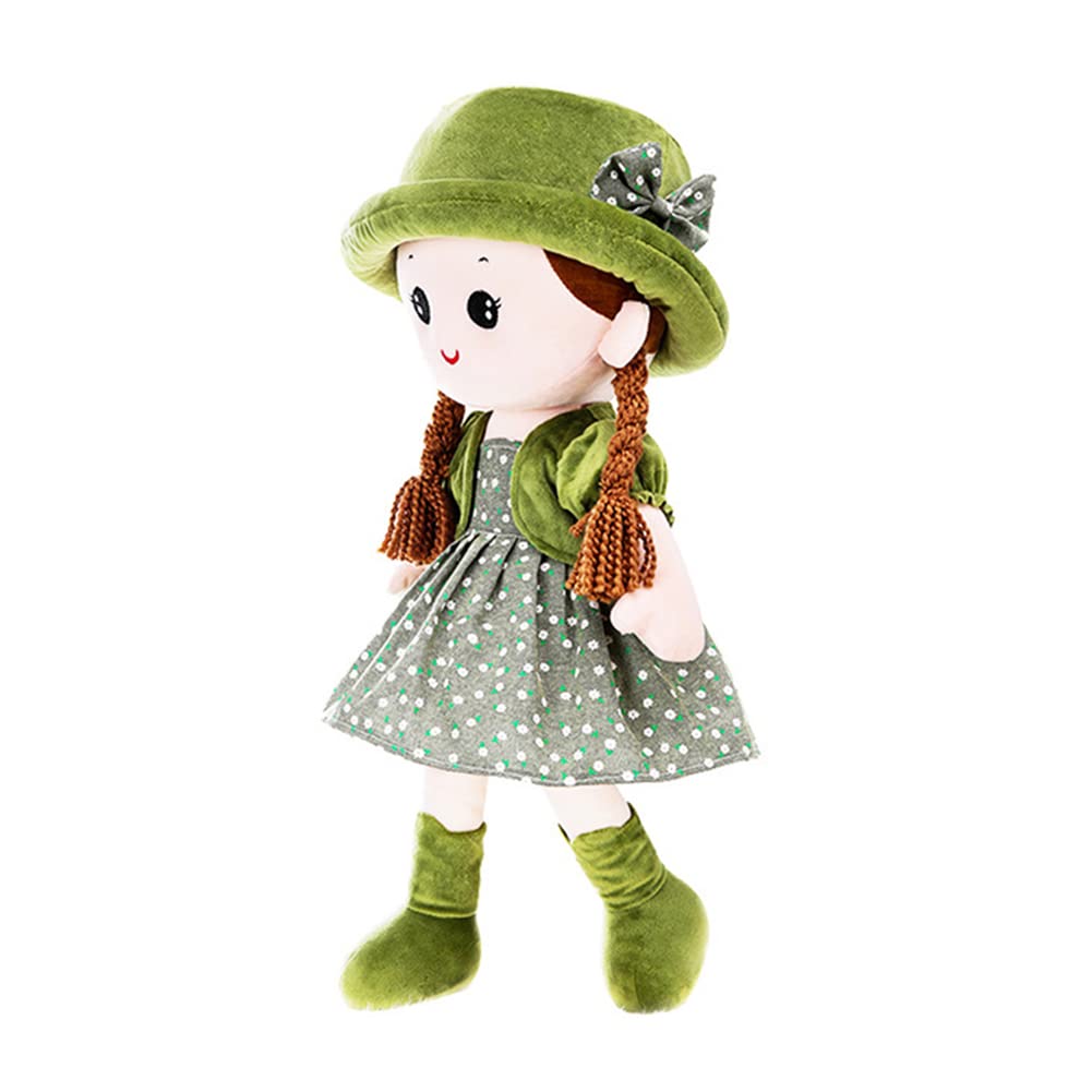 Ikasus Plush Stuffed Princess Doll With Clothes, Hat & Skirt, Cute Soft Cuddle Baby Girl Doll For Kids, Green