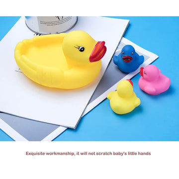 Bath Duck Toys Rubber Ducks Family Squeak And Float Duckies Baby Shower Toy Party Decoration For Toddlers Boys Girls (Colorful Duck Family)