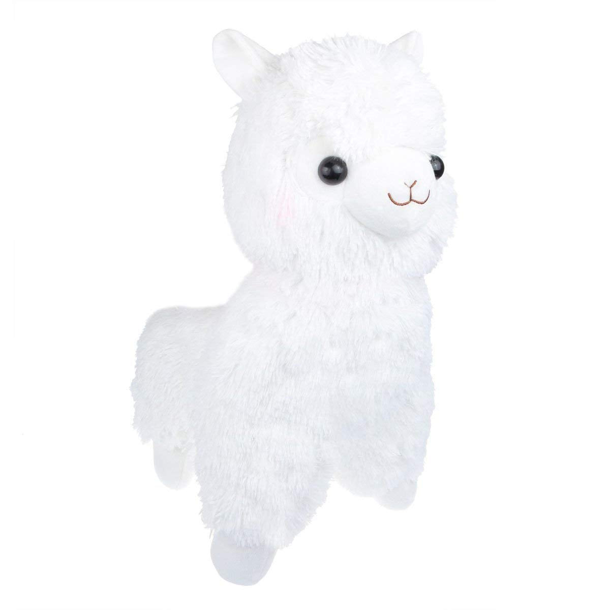 Tollion Cuddly White Alpaca Llama Lamb Toy -7' Stuffed Animal Cushion Plush Doll Valentine Gift New Baby Gift Graduate Gift Lovers Anniversary Fiesta Gift For Girlfriend Children Friends