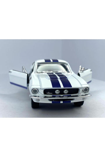 KiNSMART 1967 Ford Shelby Mustang GT500 Die Cast Model Toy Car, 1:38 Scale, White, Pullback Action