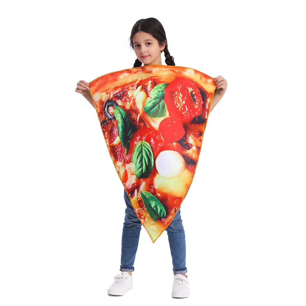 Dsplay Pizza Costume Kids Role Play Fun Food Slice Pizza Jumpsuit (4-10 Years)