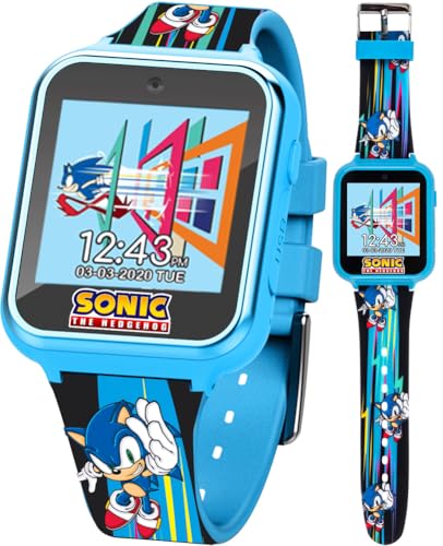 Sonic The Hedgehog Kids Smart Watch - Interactive Touchscreen With Games, Selfie Camera, Step Tracker, Alarm, And Printed Silicone Strap - Fits Wrists 5.5' To 8.0'