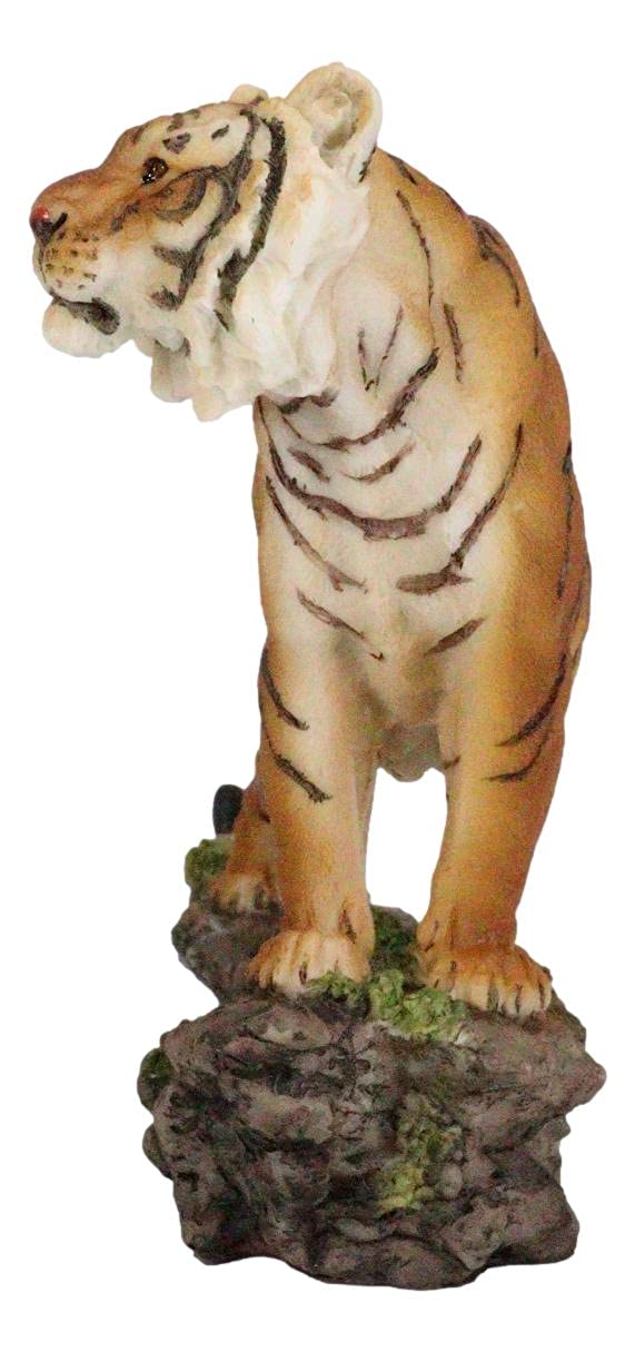 Ebros 7.25' Long Jungle Menace Orange Bengal Tiger Standing On Rock Statue Giant Cat Wild Animal Decorative Figurine