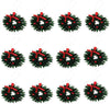 Aiffort 12pcs Funny Mini Christmas Wreaths for 1/12 Dollhouse Christmas Crafts Door D cor