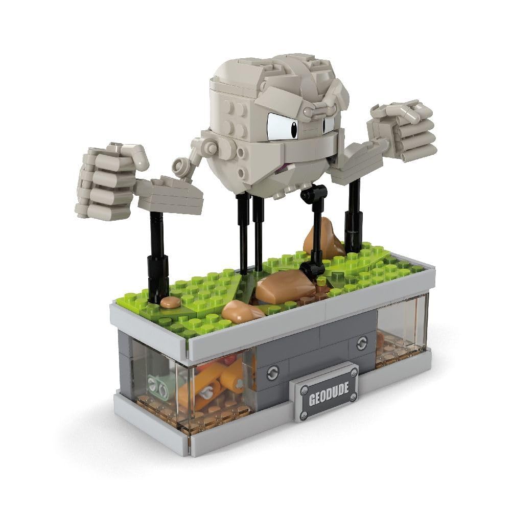 Mega Pokémon Building Toys Set, Mini Motion Geodude With 343 Pieces, 5 Inches Tall, Moving Arms And Mouth, Adult Collectible