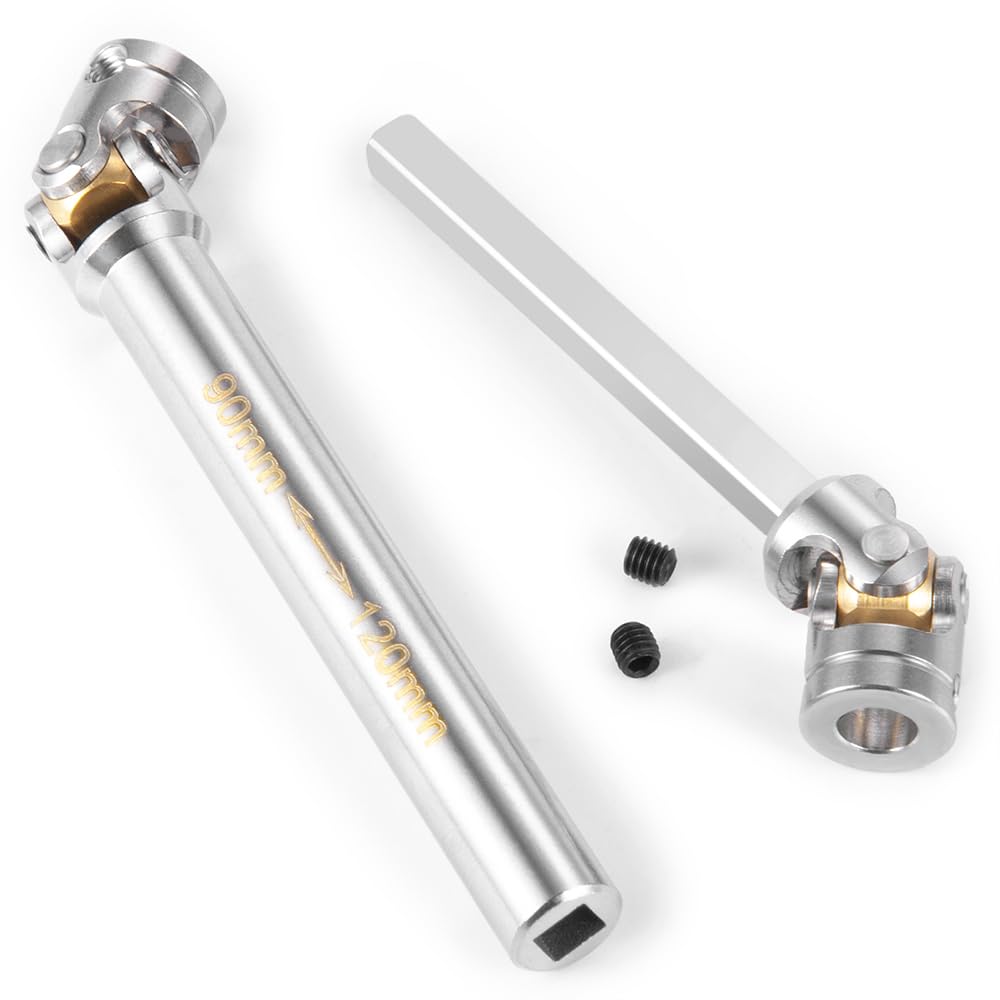 RCHUBAM RC Driveshafts Metal Drive Shaft 90mm-120mm Aluminum Silver for 1:14 Tamiya Trailer Tractor Truck RC Crawler Car