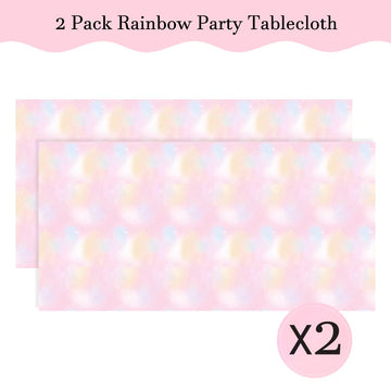 Pastel Rainbow Tablecloths For Rainbow Birthday Party Decorations, Disposable Tablecloth Plastic Waterproof Rectangle Table Cove