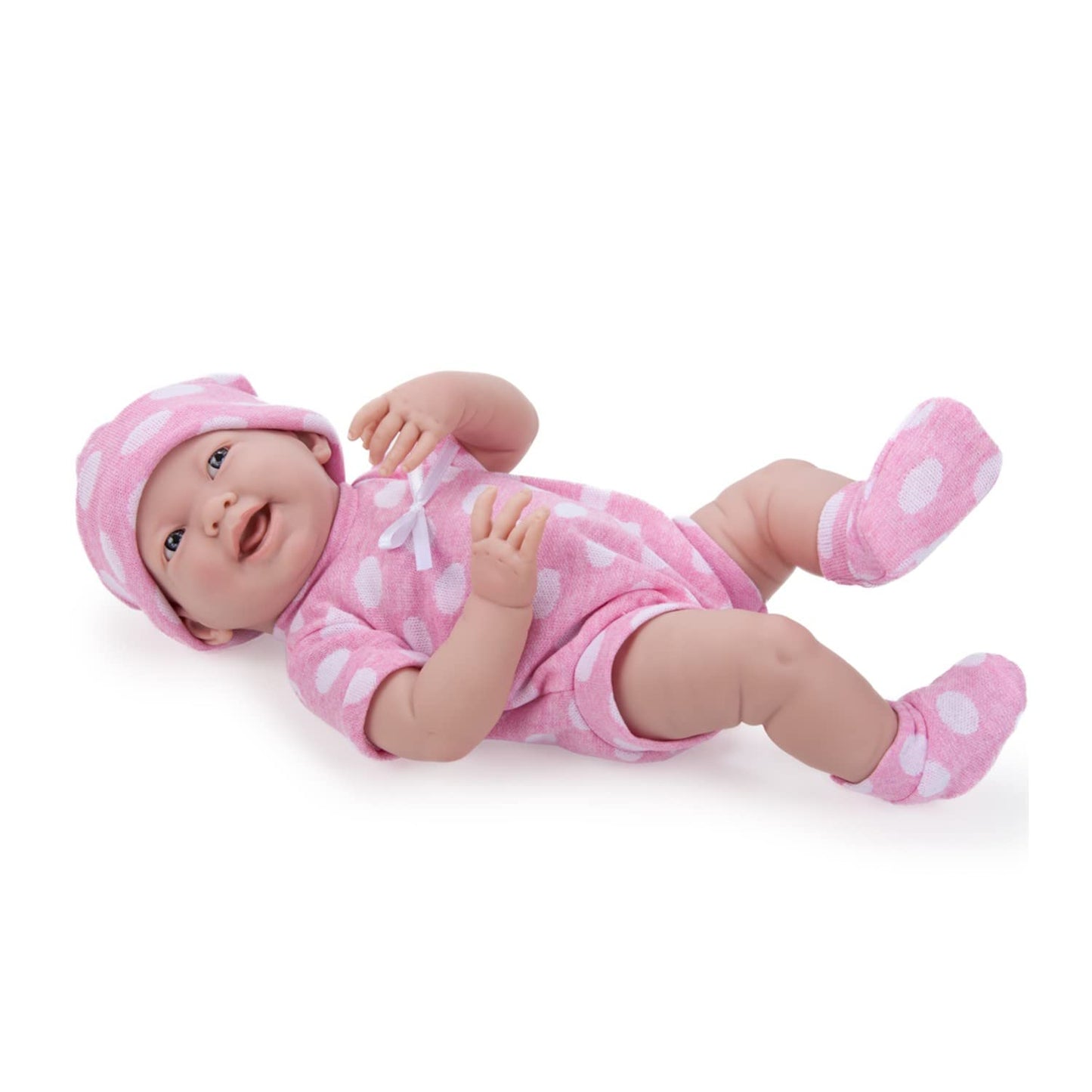 La Newborn Boutique - Realistic 15' Anatomically Correct Real Girl Baby Doll – All Vinyl “Pink Polka Dot ” – Made In Spain
