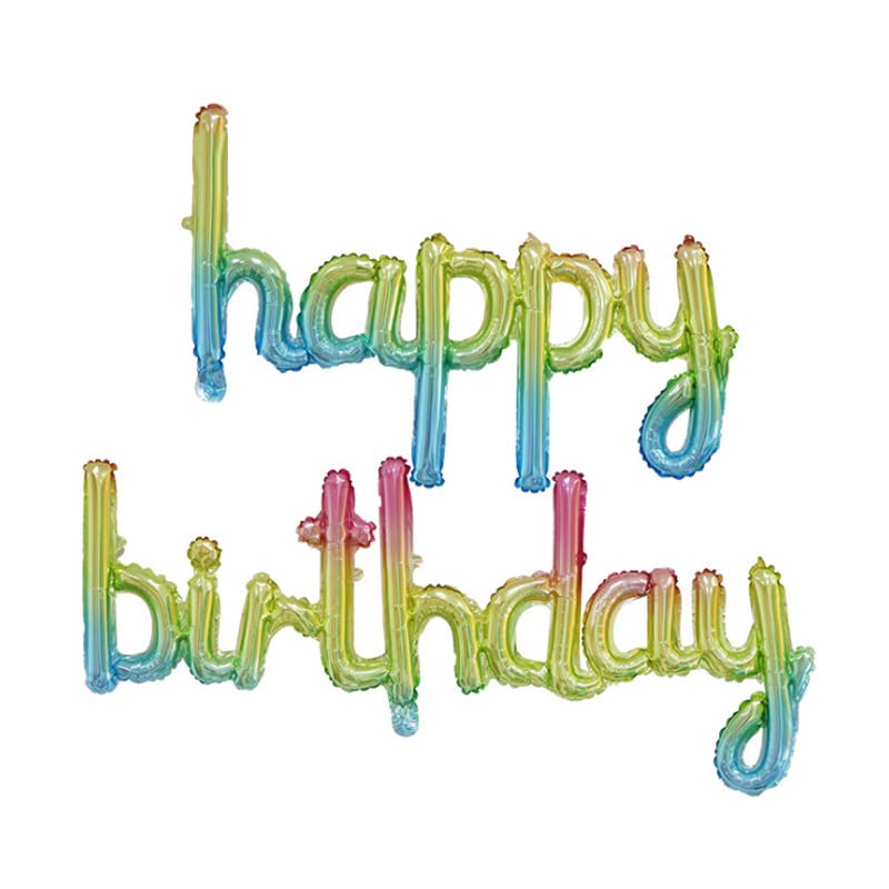 Happy Birthday Balloons Banner,16 Inch Mylar Foil Letters Balloons,Birthday Party Banner (Rainbow)