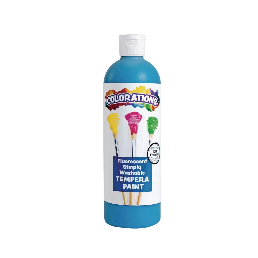 Colorations Washable Tempera Paint, 16 Fl Oz, Fluorescent Blue, Neon, Non Toxic, Vibrant, Bold, Bright, Kids Paint, Craft, Hobby, Fun, Art Supplies