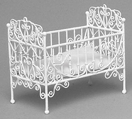 Town Square Miniatures Dollhouse Baby Crib, White Wire