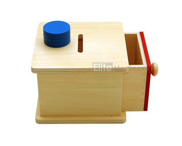 Elite Montessori Coin Box - Blue Wood, 5.8x5.8x4.25 inches, Thicker Coins, Model LYSB007IS36UI-TOYS