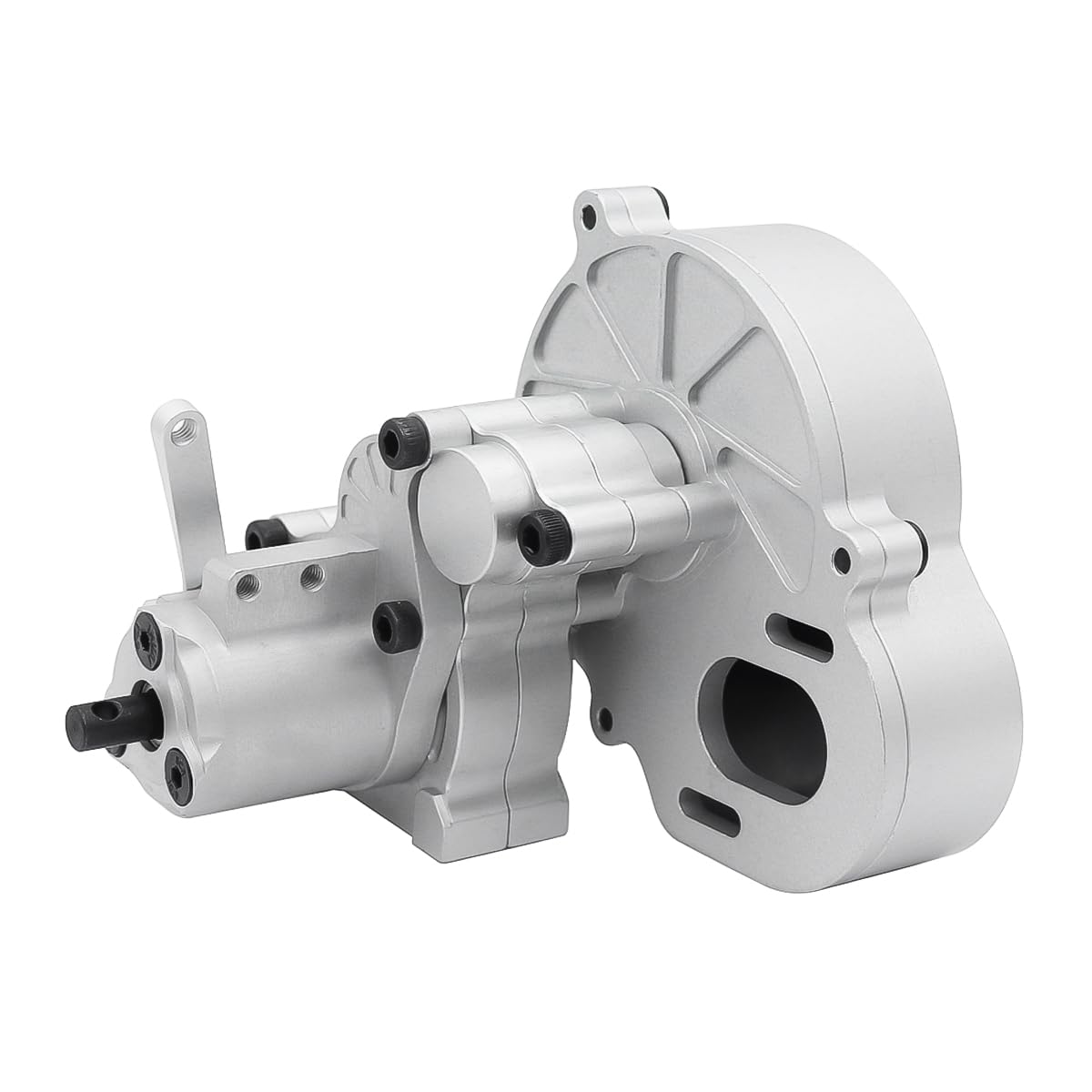 Metal Complete Transmission Cutoff Gearbox with Dig Gear for 1:10 Axial SCX10 AX10 Wraith RC Crawler Car (Silver)