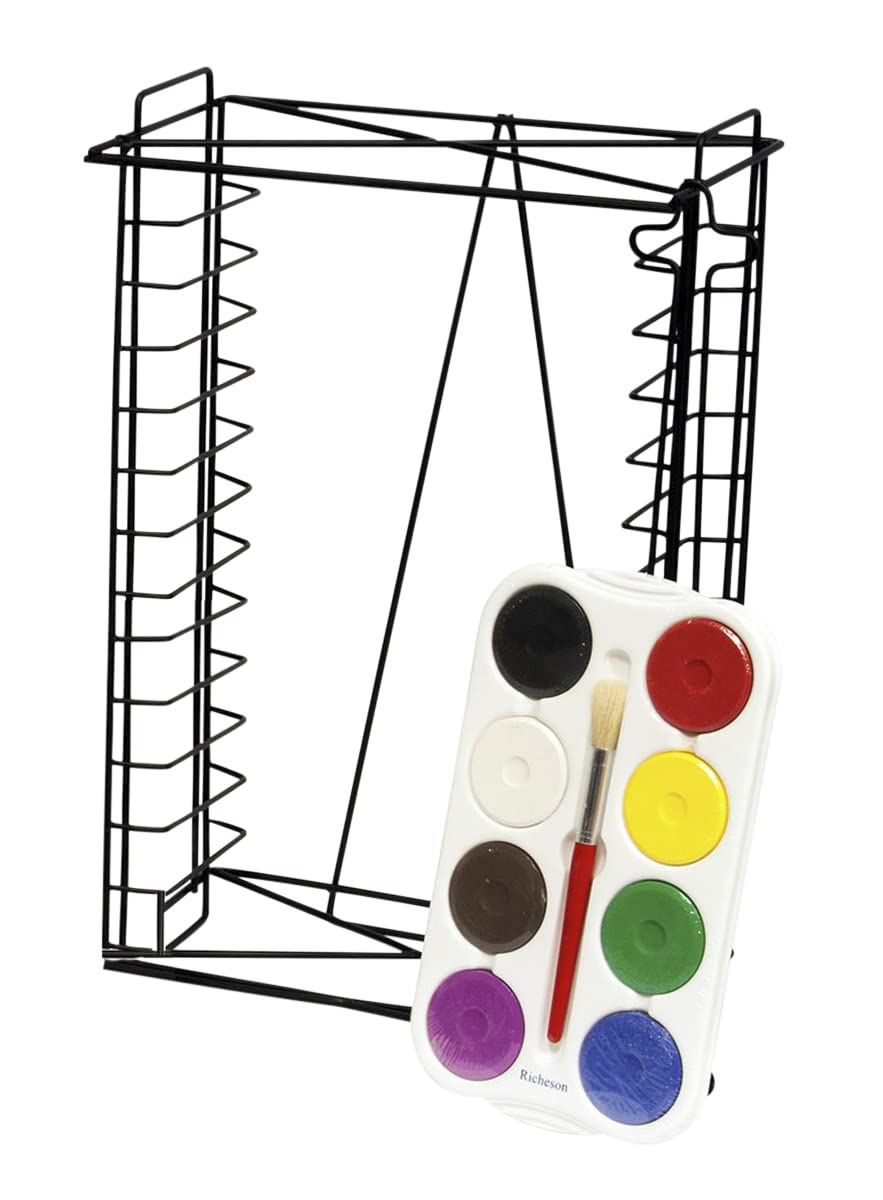 Jack Richeson 8-Color Tempera Cake Palettes with Storage Rack, Set of 12