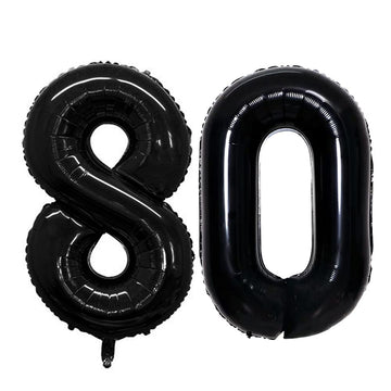 Goer Number 80 Balloons For 80Th Birthday Party Decorations,42 Inch Jumbo Foil Helium Balloons For 80Th Anniversary (Black)