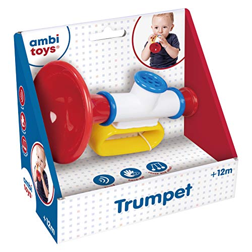 Ambi Toys Trumpet - Multi-Colored Musical Baby Toy for Ages 12 Months+, Medium Size, Engaging and Fun Developmental Play