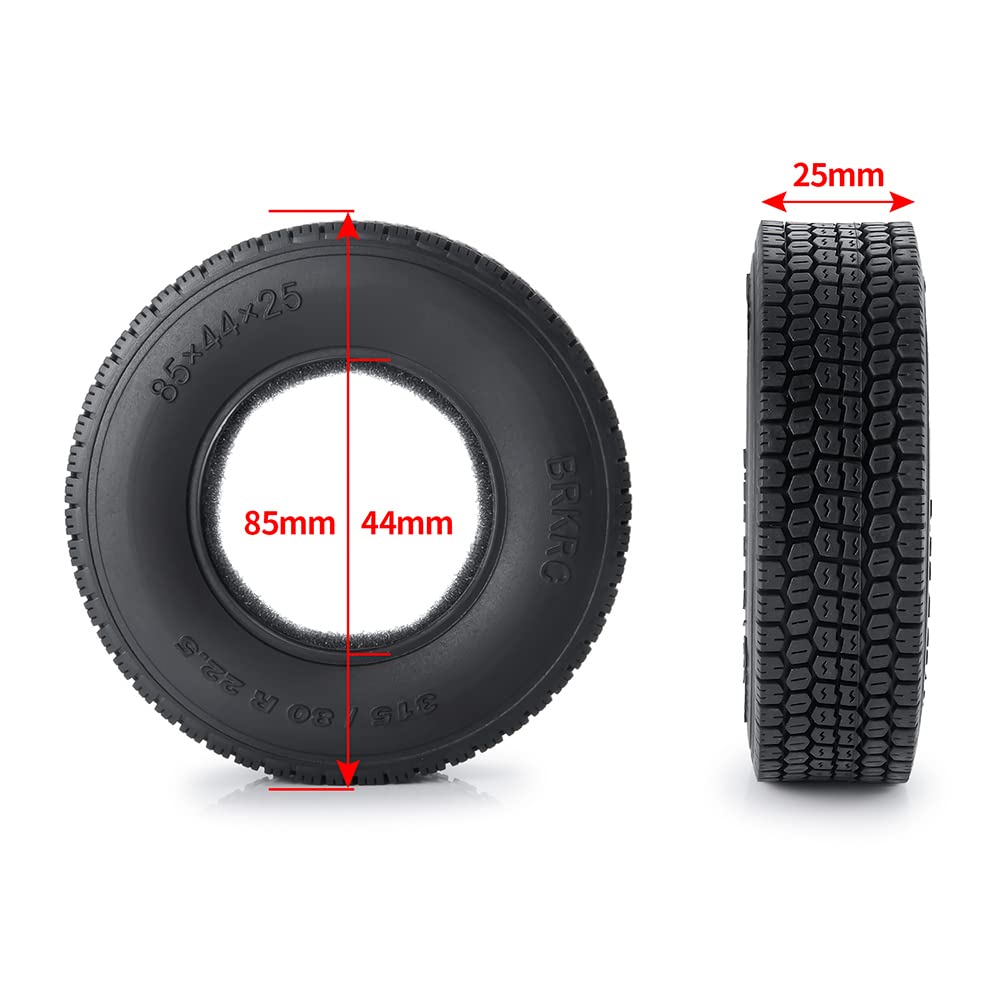 RC-Hub 4pcs Wheels Tires 22mm/25mm Rubber Tires with Foam for 1/14 Tamiya Tractor Truck Trailer RC Crawler Car (25mm)