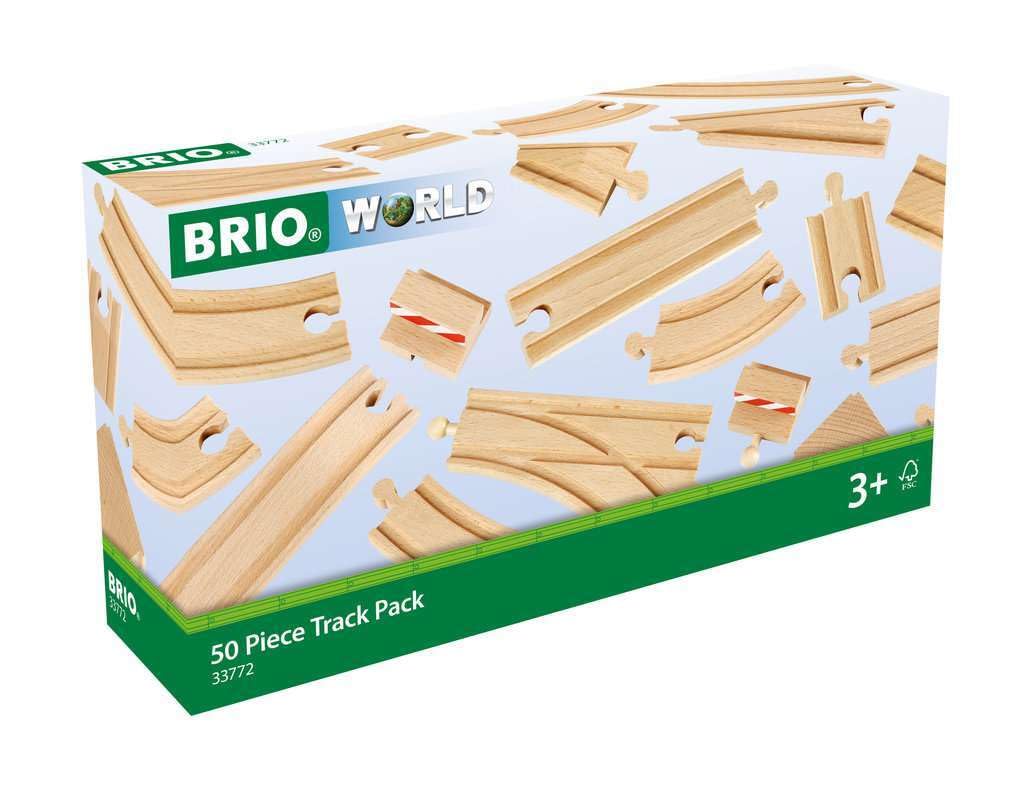 BRIO 33772 Special Track Pack - 50 Piece Set of Wooden Railway Tracks | Ideal for Creative Kids Age 3 and Up | Safety Tested | C
