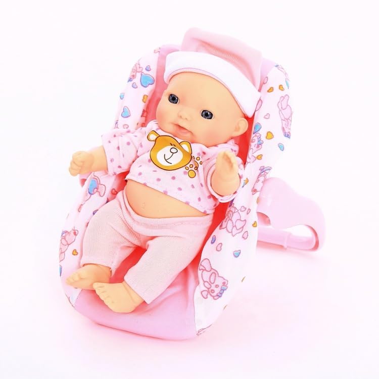 Powertrc 6 Set Of Mini 5 Inch Baby Girl Toy Dolls Collection With High Chair, Cradle, Walker, Swing, Bathtub And Baby Seat Accessories For Girls 3-6 Years Old