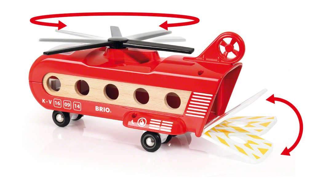 BRIO World 33886 - Cargo Helicopter - enhanced Wooden Train Toy | Safe and Durable | Compatible with All Sets | Fun for Toddlers and Kids | includes Figure and Accessories