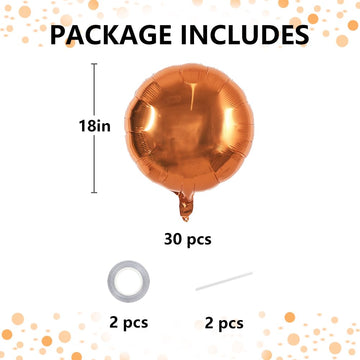 TONIFUL 30Pcs 18 Inch Large Orange Round Shape Foil Balloons Big Orange Circle Helium Mylar Ballons for Birthday Wedding Baby Sh