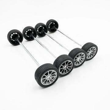 10PCS Toy Car Wheels 28mm Rubber Tire Wheels with Metal Shaft for RC Car Truck DIY Model Toy Wheel Replacement Accessories (2.5x