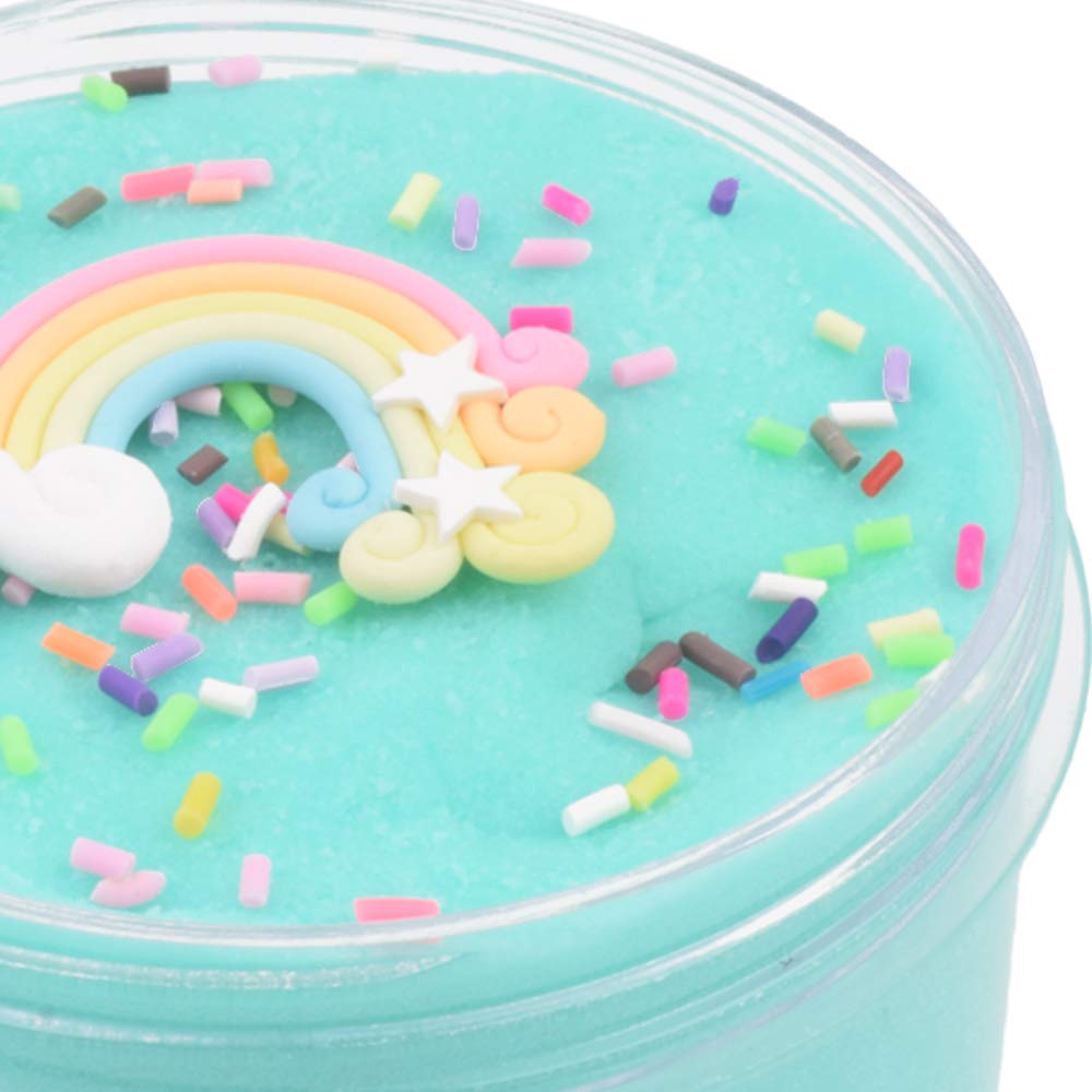 Rainbow Cloud Slime 7Oz Ocean Blue Premade Snow Slime 200Ml Cloud Slime Scented Silk Mud With Charm Diy Xmas Toys For Girls Boys Party Favors