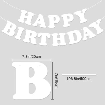White Happy Birthday Banner Sign Happy Birthday Bunting Banner Flag Garland For Kids Boys Girls Baby Birthday Party Decorations Supplies
