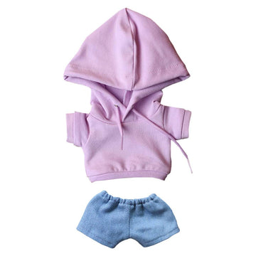 Niannyyhouse 8In(20Cm) Plush Doll Clothes Hoodies Without Pocket Jeans Doll Dressup (Pink Purple)