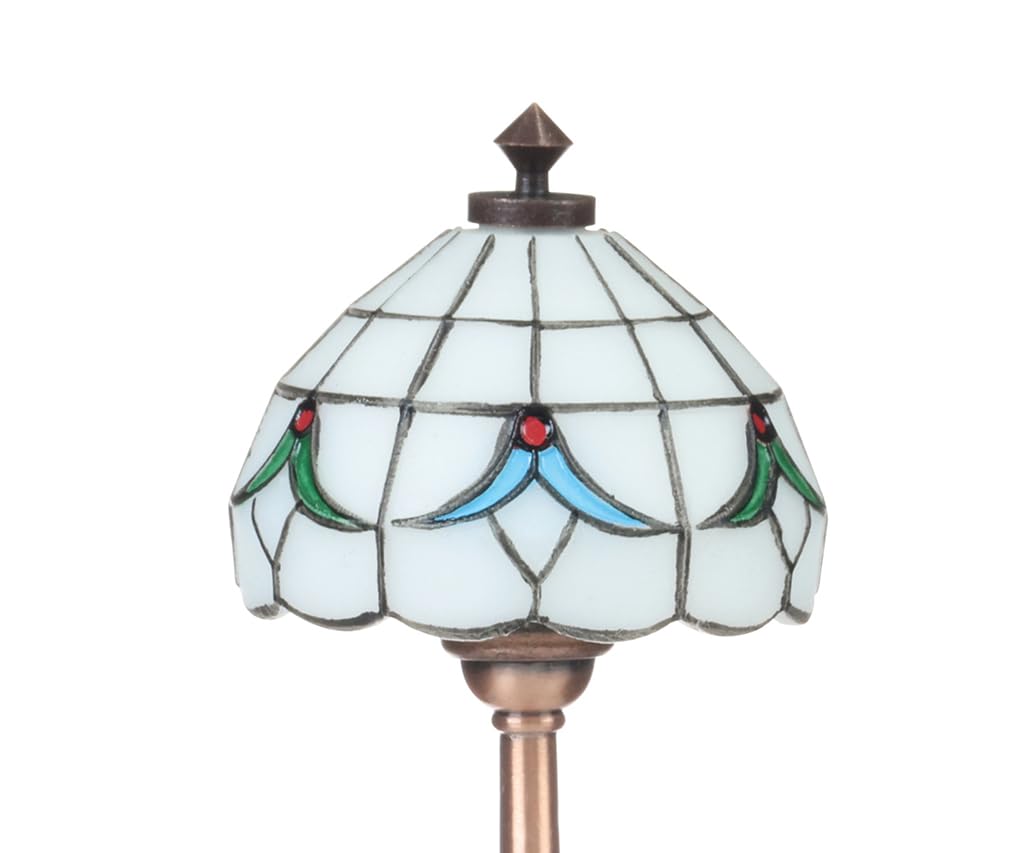Mini Dollhouse Tiffany Table Lamp, Led Miniature Accent Lighting For Dolls House Decor, Functional Light, Furniture Accessories