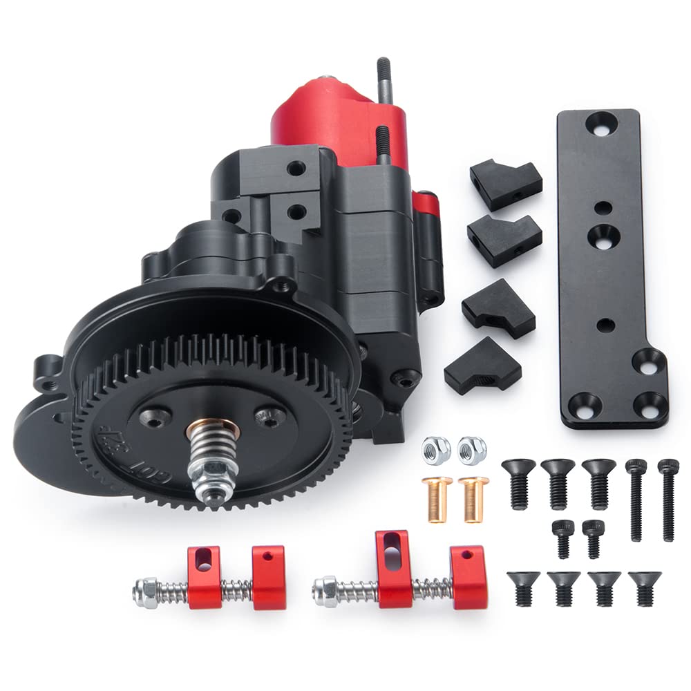 RCHUBAM Metal Complete Transmission Case Gearbox with Dig Gear 2 Speeds for 1:10 Axial SCX10 RC Crawler Car