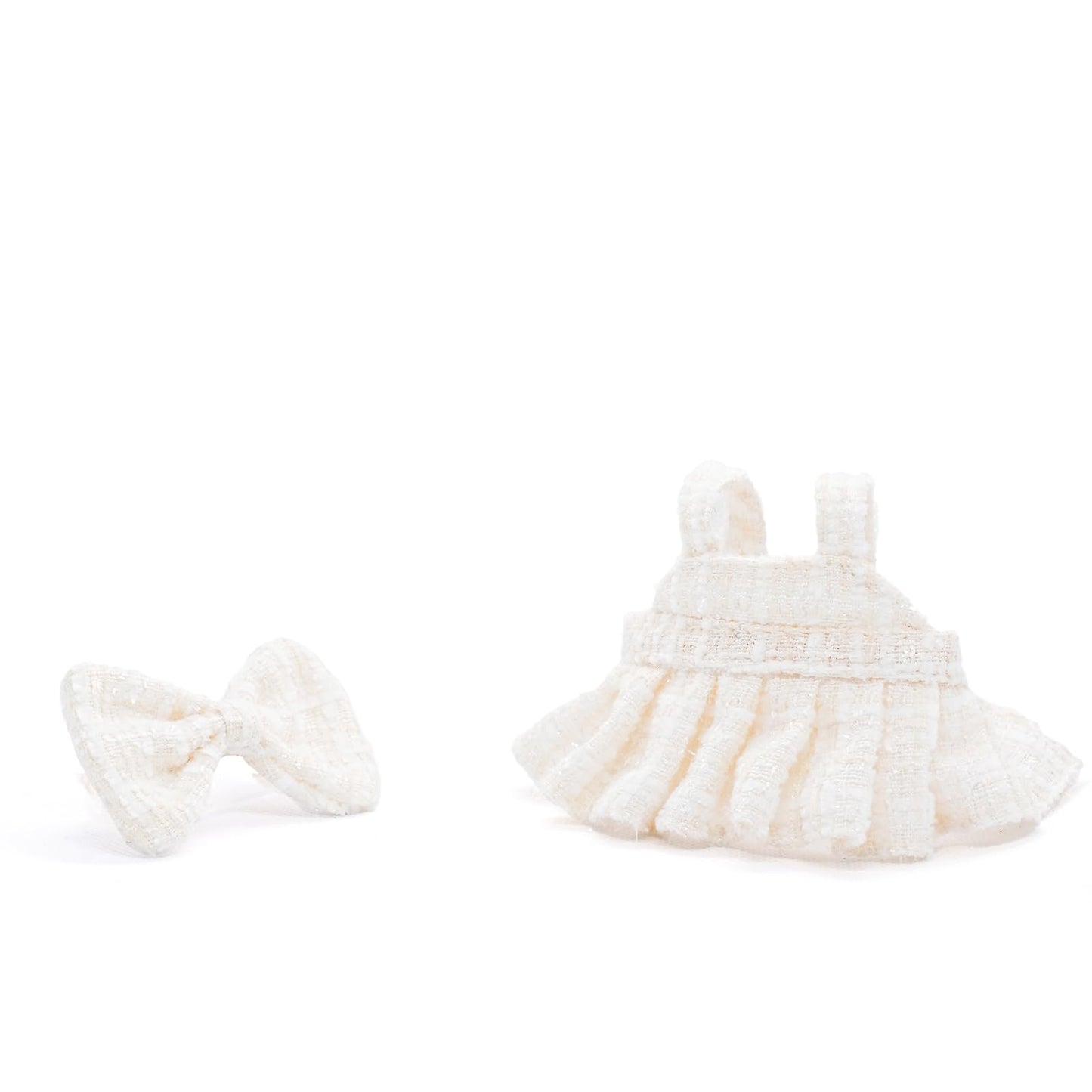 LYBHYQTII Clothes for 17cm Dolls enhanced Handmade Dolls Accessories with Chic Grid Bow Spaghetti-Strap Dress Set High-End Fashion Outfit for Play & Display - White (No Doll)