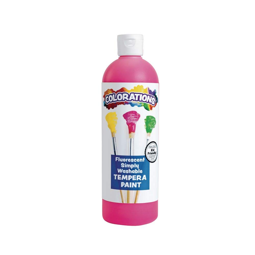 Colorations Washable Tempera Paint, 16 Fl Oz, Fluorescent Pink, Neon, Non Toxic, Vibrant, Bold, Bright, Kids Paint, Craft, Hobby, Fun, Art Supplies