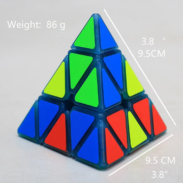 Pyramid Cube Speed Cube Glow In Dark Magic Speed Cube 3-D Brain Teasers Iq Puzzles For Kids And Adults (Blue Fluorescent)