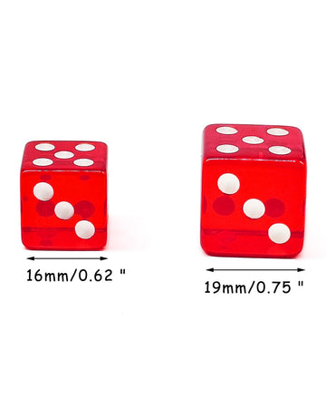 Bluemoona 10 Pcs 16mm 6 Sided Dice D6 RPG D&D Transparent Red + Bag Set