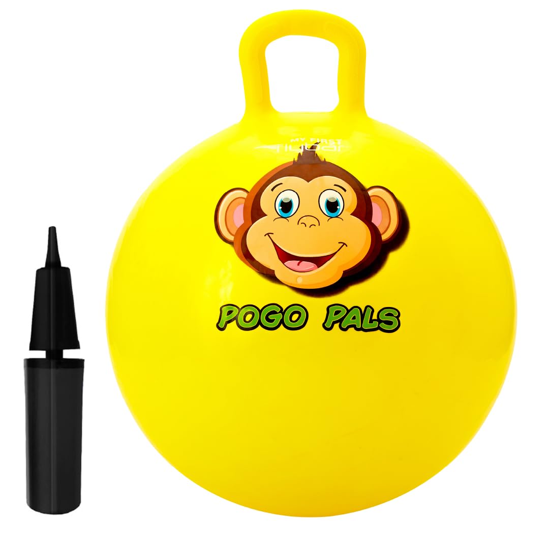 Flybar Hopper Ball For Kids - Bouncy Ball With Handle, Durable Bouncy Balls, Kangaroo Ball, Exercise Ball, Indoor And Outdoor Toy, Pump Included, Toddler Toys For Boys And Girls, Ages 5 And Up (Mnk M)