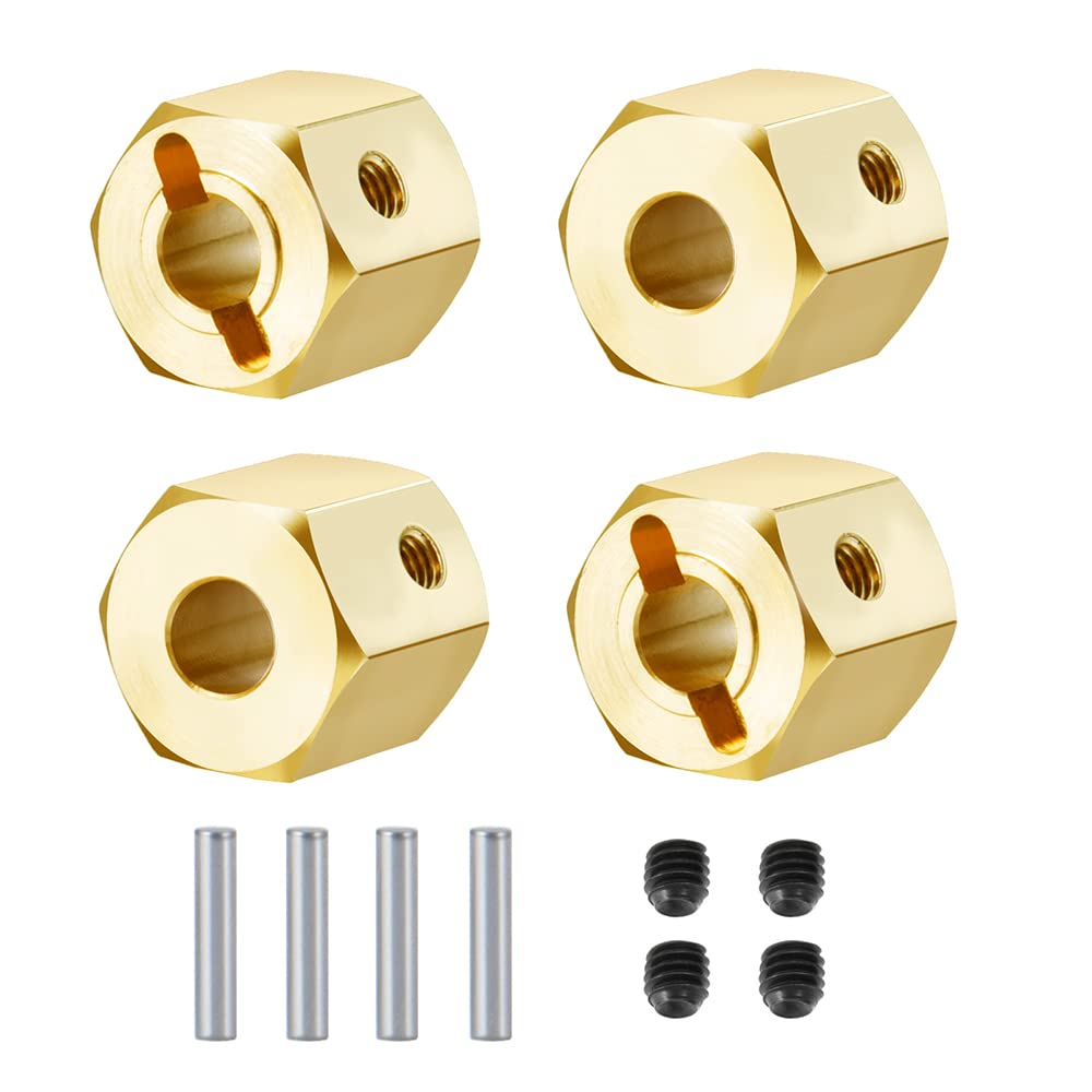 RCLions Brass Wheels Hex Hub 8mm/10mm Extension Hex Drive Adapter for Redcat GEN8 Upgrades Parts 1/10 RC Crawler Car (10mm)