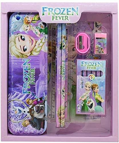 Prime Deals Frozen Stationary Kit For Girls Pencil Pen Book Eraser Sharpener - Birthday Gift, Kid, Multicolor